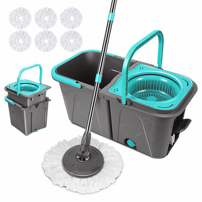 Spin Mop and Bucket with 6 Microfiber Mop Pads