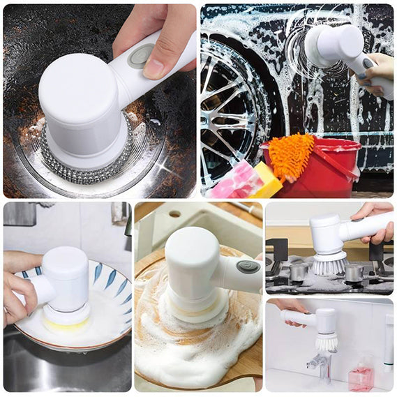 Multifunctional Electric Cleaning Brush Rechargeable For Kitchen, Bathroom,  Gas Stove, Detachable, Including 1 Electric Cleaning Brush And 2  Replaceable Brush Heads