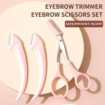 6PCS Stainless Steel Curved Eyebrow Trimmer Set with Comb