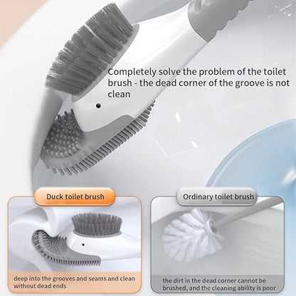 Flexible Toilet Bowl Brush Head with Silicone and Hard Bristles