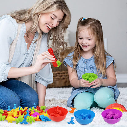 Counting Dinosaurs Toys Matching Game for Kids with Sorting Bowls