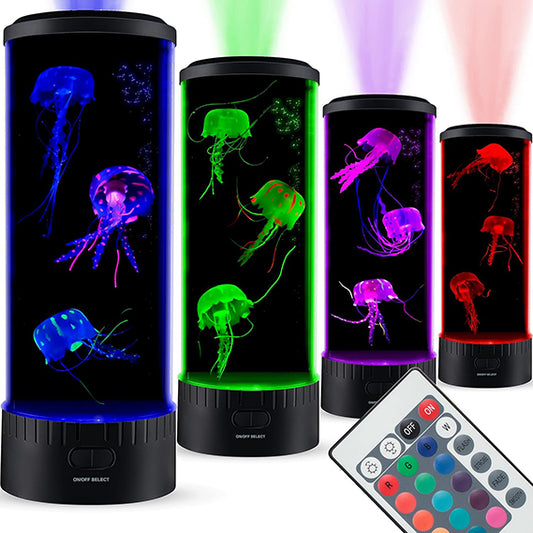Electric Round Jellyfish Tank Mood Light with Fake Glowing Jelly Fish