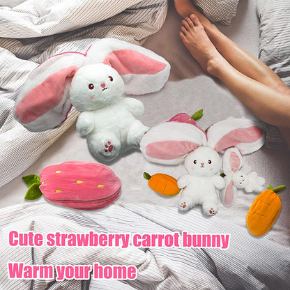 Reversible Cuddle Bunny Plush Doll with Zipper for Kids