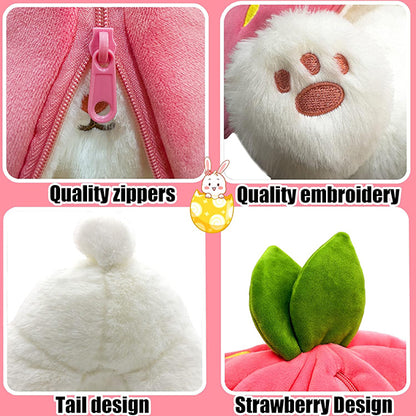Reversible Cuddle Bunny Plush Doll with Zipper for Kids