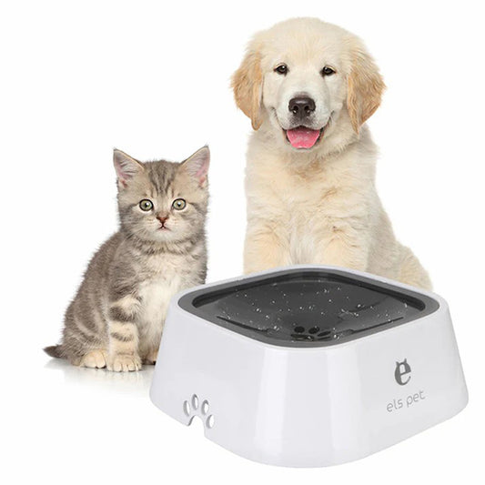 53oz/1.5L Non-Slip Slow Feeder Pet Water Bowl with Floating Disk