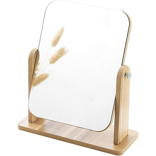 Wooden-Mirror-360-Degree-Portable-Adjustable-Table Desk-Mirror-Bathroom-Living-Room-Shave-Makeup-Mirror