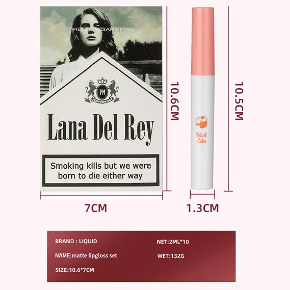 10 Colors Lana Del Rey Tube Cigarette Lipstick