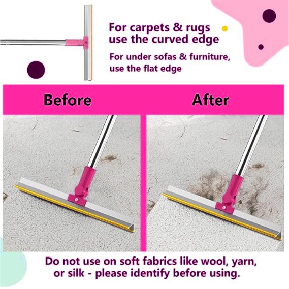 Rubber Broom for Pet Hair Remover, Carpet Rake Fur Remover Broom